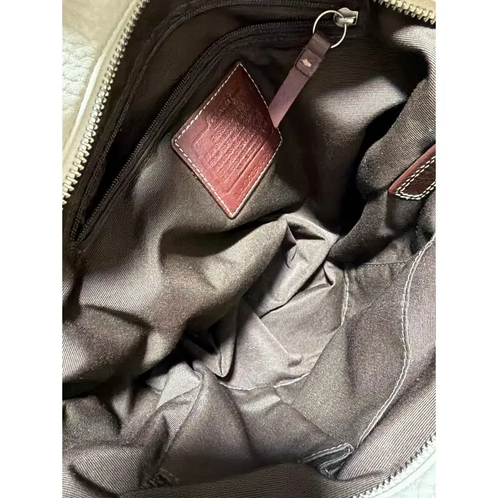Coach Hampton Y2K White and Brown Tote Bag Turnlock Milled Leather 2009
